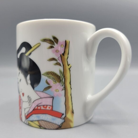 Japanese Geisha Porcelain Tea Coffee Mug With Cherry Blossom Design Japan - Picture 3 of 11